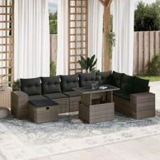 vidaXL 9 részes szürke polyrattan kerti ülőgarnitúra párnákkal kerti bútor