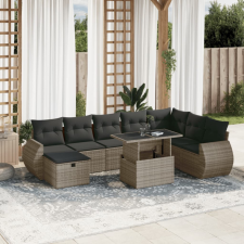 vidaXL 9 részes szürke polyrattan kerti ülőgarnitúra párnákkal kerti bútor