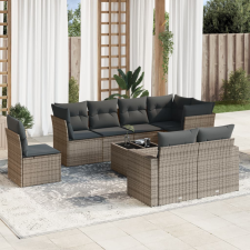 vidaXL 9 részes szürke polyrattan kerti ülőgarnitúra párnákkal kerti bútor