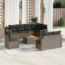 vidaXL 9-részes szürke polyrattan kerti ülőgarnitúra párnákkal kerti bútor