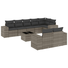vidaXL 9-részes szürke polyrattan kerti ülőgarnitúra párnákkal (3222829) kerti bútor