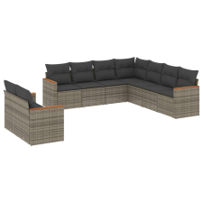 vidaXL 9-részes szürke polyrattan kerti ülőgarnitúra párnákkal (3226102) kerti bútor