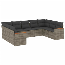 vidaXL 9-részes szürke polyrattan kerti ülőgarnitúra párnákkal (3226277) kerti bútor