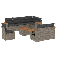 vidaXL 9-részes szürke polyrattan kerti ülőgarnitúra párnákkal (3227012) kerti bútor