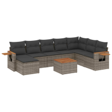 vidaXL 9-részes szürke polyrattan kerti ülőgarnitúra párnákkal (3227096) kerti bútor