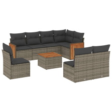 vidaXL 9-részes szürke polyrattan kerti ülőgarnitúra párnákkal (3227733) kerti bútor