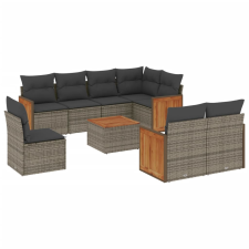 vidaXL 9-részes szürke polyrattan kerti ülőgarnitúra párnákkal (3227852) kerti bútor
