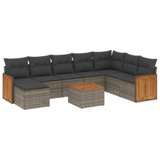 vidaXL 9-részes szürke polyrattan kerti ülőgarnitúra párnákkal (3227936) kerti bútor