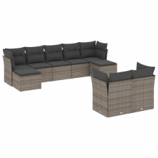 vidaXL 9-részes szürke polyrattan kerti ülőgarnitúra párnákkal (3250149) kerti bútor