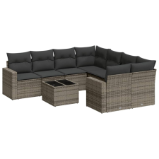 vidaXL 9-részes szürke polyrattan kerti ülőgarnitúra párnákkal (3251097) kerti bútor