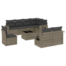 vidaXL 9-részes szürke polyrattan kerti ülőgarnitúra párnákkal (3252787) kerti bútor