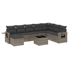 vidaXL 9-részes szürke polyrattan kerti ülőgarnitúra párnákkal (3252907) kerti bútor