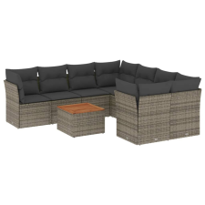 vidaXL 9-részes szürke polyrattan kerti ülőgarnitúra párnákkal (3255864) kerti bútor
