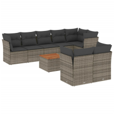 vidaXL 9-részes szürke polyrattan kerti ülőgarnitúra párnákkal (3256067) kerti bútor
