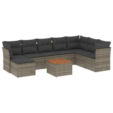 vidaXL 9-részes szürke polyrattan kerti ülőgarnitúra párnákkal (3256116) kerti bútor