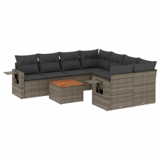 vidaXL 9-részes szürke polyrattan kerti ülőgarnitúra párnákkal (3256823) kerti bútor