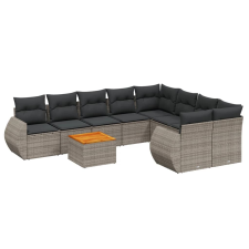 vidaXL 9-részes szürke polyrattan kerti ülőgarnitúra párnákkal (3257264) kerti bútor