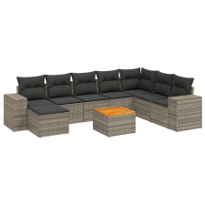 vidaXL 9-részes szürke polyrattan kerti ülőgarnitúra párnákkal (3257915) kerti bútor
