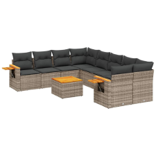 vidaXL 9-részes szürke polyrattan kerti ülőgarnitúra párnákkal (3259071) kerti bútor