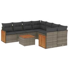 vidaXL 9-részes szürke polyrattan kerti ülőgarnitúra párnákkal (3259911) kerti bútor