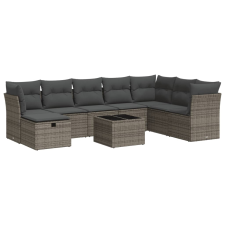 vidaXL 9 részes szürke polyrattan kerti ülőgarnitúra párnákkal (3325346) kerti bútor