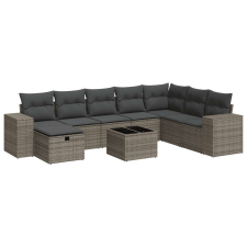 vidaXL 9 részes szürke polyrattan kerti ülőgarnitúra párnákkal (3325746) kerti bútor