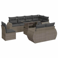vidaXL 9 részes szürke polyrattan kerti ülőgarnitúra párnákkal (3326661) kerti bútor