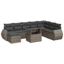 vidaXL 9 részes szürke polyrattan kerti ülőgarnitúra párnákkal (3326691) kerti bútor