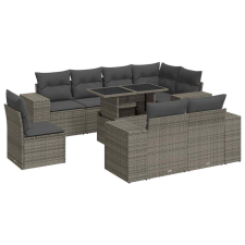 vidaXL 9 részes szürke polyrattan kerti ülőgarnitúra párnákkal (3326821) kerti bútor