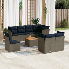 vidaXL 9 részes szürke polyrattan kerti ülőgarnitúra párnával kerti bútor