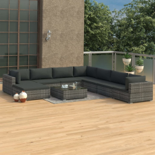 vidaXL 9 részes szürke polyrattan kertibútor-garnitúra párnákkal kerti bútor