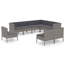 vidaXL 9 részes szürke polyrattan kertibútor-garnitúra párnákkal (3094450) kerti bútor