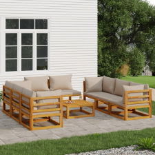 vidaXL 9-részes tömör fa kerti ülőgarnitúra tópszínű párnákkal kerti bútor