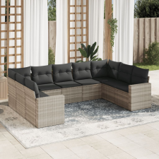vidaXL 9 részes világosszürke polyrattan kerti ülőgarnitúra párnával kerti bútor