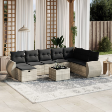 vidaXL 9 részes világosszürke polyrattan kerti ülőgarnitúra párnával kerti bútor