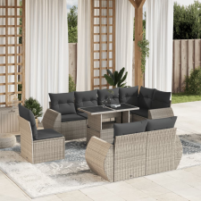 vidaXL 9 részes világosszürke polyrattan kerti ülőgarnitúra párnával kerti bútor