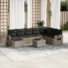 vidaXL 9 részes világosszürke polyrattan kerti ülőgarnitúra párnával kerti bútor