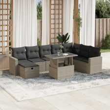 vidaXL 9 részes világosszürke polyrattan kerti ülőgarnitúra párnával kerti bútor
