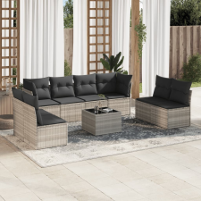 vidaXL 9 részes világosszürke polyrattan kerti ülőgarnitúra párnával kerti bútor