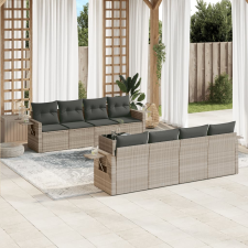vidaXL 9 részes világosszürke polyrattan kerti ülőgarnitúra párnával kerti bútor