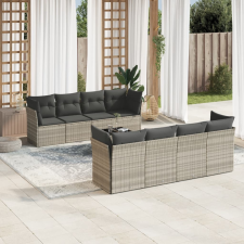 vidaXL 9 részes világosszürke polyrattan kerti ülőgarnitúra párnával kerti bútor