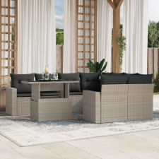vidaXL 9 részes világosszürke polyrattan kerti ülőgarnitúra párnával kerti bútor