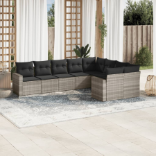 vidaXL 9 részes világosszürke polyrattan kerti ülőgarnitúra párnával kerti bútor