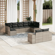 vidaXL 9 részes világosszürke polyrattan kerti ülőgarnitúra párnával kerti bútor