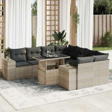 vidaXL 9 részes világosszürke polyrattan kerti ülőgarnitúra párnával kerti bútor