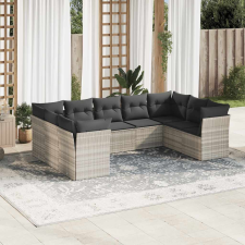 vidaXL 9 részes világosszürke polyrattan kerti ülőgarnitúra párnával kerti bútor