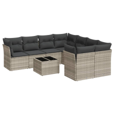 vidaXL 9 részes világosszürke polyrattan kerti ülőgarnitúra párnával (3217322) kerti bútor