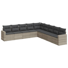 vidaXL 9 részes világosszürke polyrattan kerti ülőgarnitúra párnával (3219082) kerti bútor