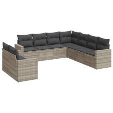 vidaXL 9 részes világosszürke polyrattan kerti ülőgarnitúra párnával (3219142) kerti bútor