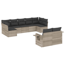 vidaXL 9 részes világosszürke polyrattan kerti ülőgarnitúra párnával (3220621) kerti bútor